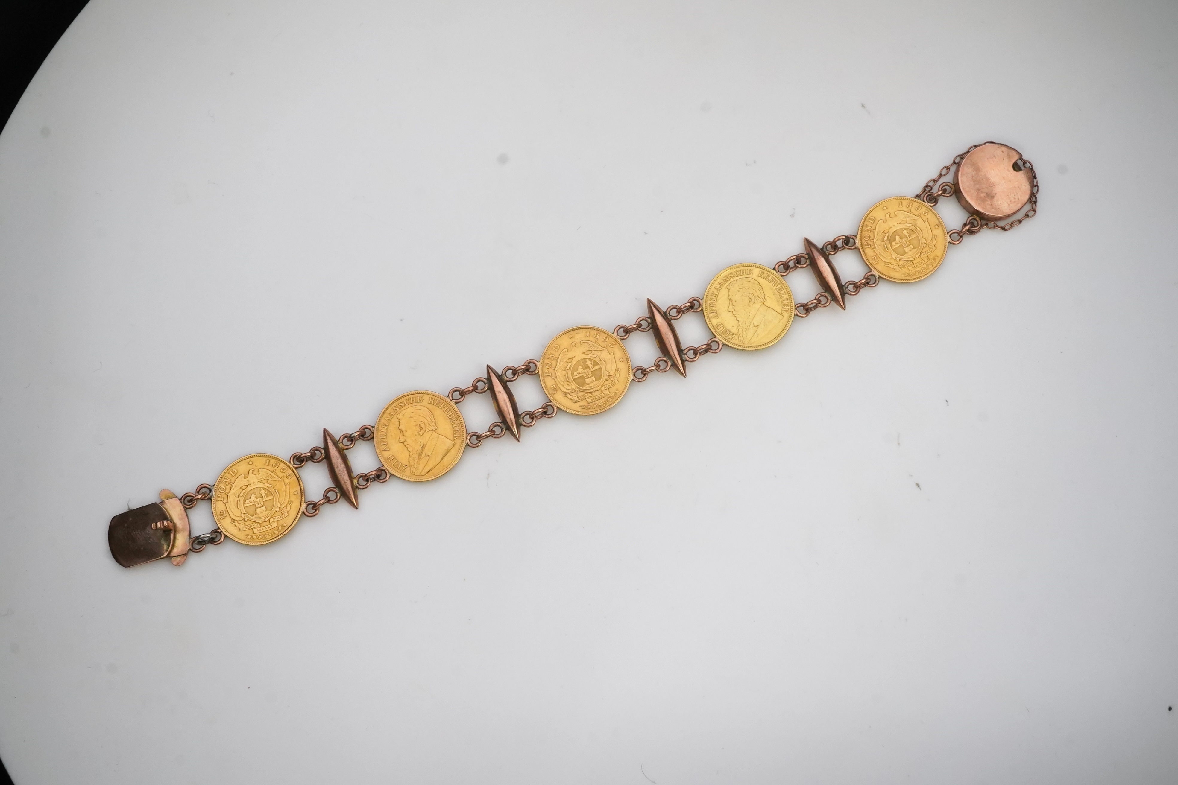 A late 19th century gold coin bracelet